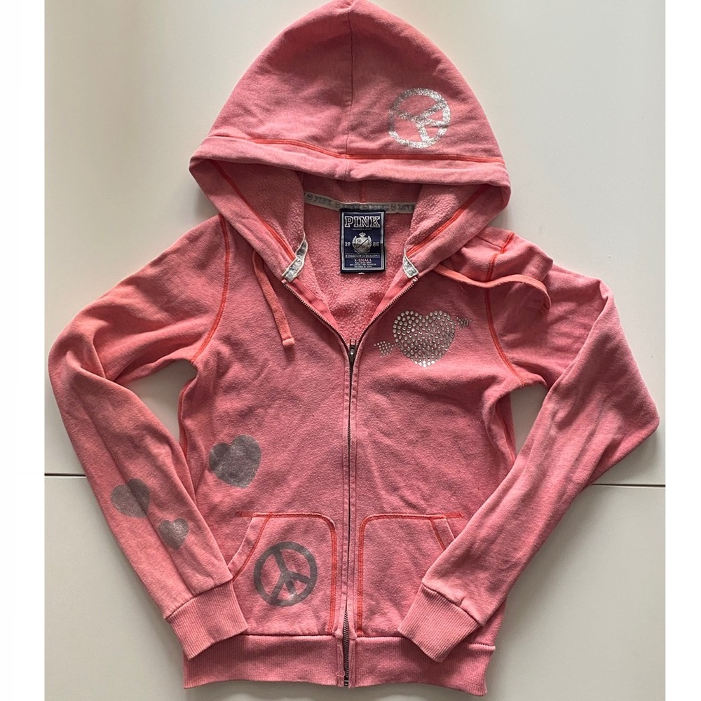 Vintage Y2K Victoria’s Secret PINK Bling Hoodie with Rhinestones